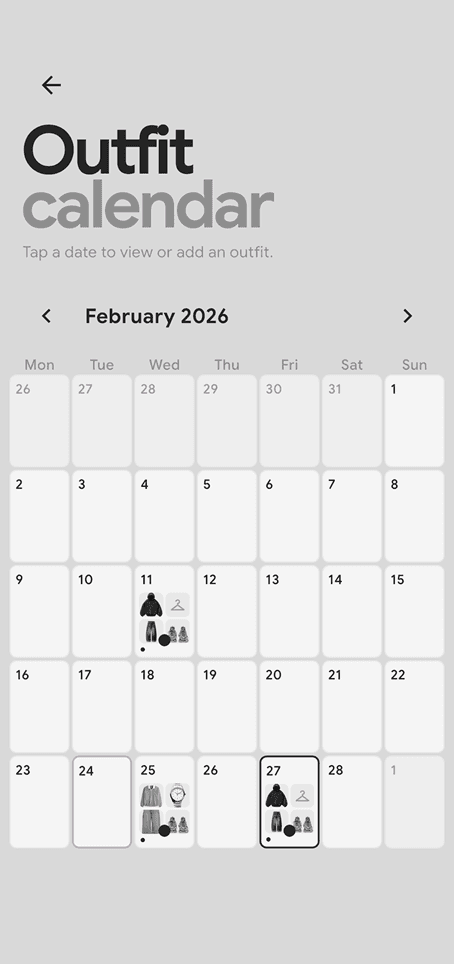 DripCheck outfit calendar — plan outfits by day